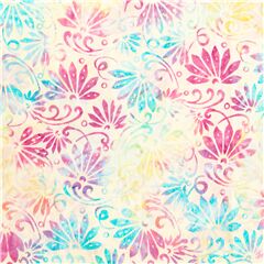 tela batik atado despintado flor abanico rosa azul Tela de Timeless Treasures