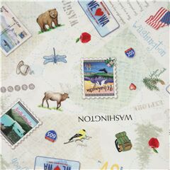 Tela viajes EE. UU. sello icono Washington Tela de Timeless Treasures