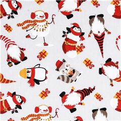 Gnomos De Navidad Y Mu�ecos De Nieve Tela de Stof France