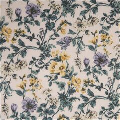 tessuto bianco retr� cotone lawn fiori blu gialli dal Giappone Tessuto di Japanese Indie