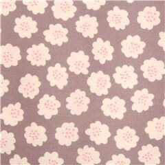 tessuto grigio talpa fiori bianchi popeline mini pois arancioni dal Giappone Tessuto di Japanese Indie