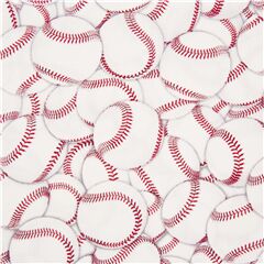 Tela blanca de deporte con pelotas de b�isbol Tela de Timeless Treasures