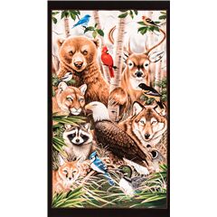 Refugio De Vida Silvestre Animales Panel Del Bosque Tela de Elizabeth's Studio