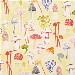tessuto giallo funghi rosso corallo rosa pesca rossi blu verdi Tessuto di Dear Stella
