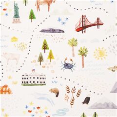tessuto bianco adventure map cotone punti di riferimento natura Tessuto di Michael Miller
