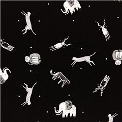 tessuto nero USA animali bianchi stile rustico illustrato Tessuto di Dear Stella