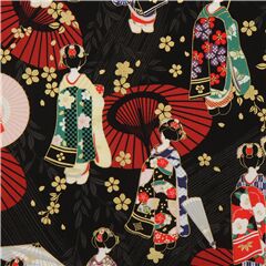 Maiko Geishas Met�licas Kimono Paraguas Tela de Cosmo