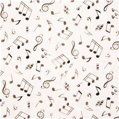 Tela de algod�n blanco con notas musicales s�mbolos negros de EE. UU. Tela de Elizabeth's Studio