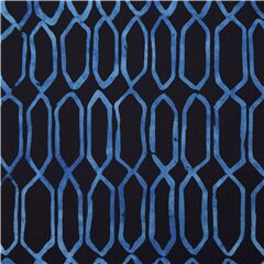 tessuto blu nero sarong stile batik cotone poligoni ikat tie dye Tessuto di Michael Miller