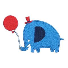 toppa iron-elefante blu cappello rosso palloncino 1 pezzo di Japanese Indie