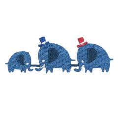 toppa iron-on elefante blu cappello rosso 1 pezzo di Japanese Indie
