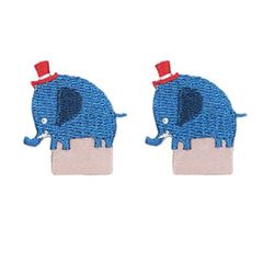 toppa iron-on elefante blu cappello rosso 2 pezzi di Japanese Indie