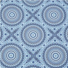 tessuto blu mandala motivo geometrico simmetrico circolare Tessuto di Michael Miller
