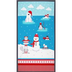 tessuto blu rosso grigio pupazzi di neve animali Polar Pals Tessuto di Robert Kaufman