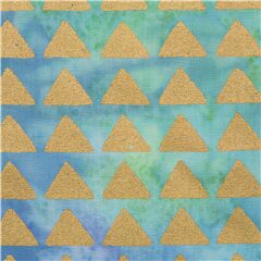 tessuto blu triangoli dorati sarong stile batik cotone tie dye Tessuto di Michael Miller