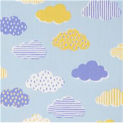 blue with yellow clouds raindrops Japanese cotton canvas fabric Tessuto di Japanese Indie