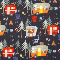 tessuto blu scuro camper cotone pineta Tessuto di Michael Miller