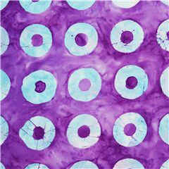 tessuto blu viola cerchi sarong stile batik cotone anelli tie dye Tessuto di Michael Miller