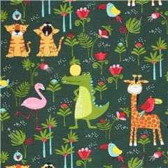Divertidos Animales De La Jungla Stretch Tela de Stof France