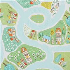 Viaggiatore Cittadino Mappa Colorata Della Citt� Tessuto di Michael Miller