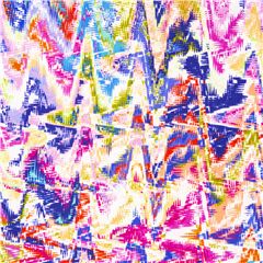 Tela EE. UU. algod�n multicolor abstracto zig zag pixel a�os 80 Tela de Michael Miller