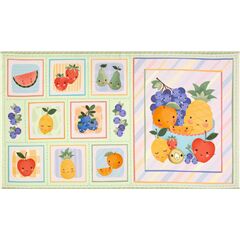 Fruttini Carini Frutti Colorati E Sorridenti Pannello Tessuto di Michael Miller