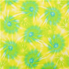 tessuto verde tie dye sarong stile batik cotone spirali tonde Tessuto di Michael Miller