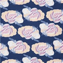 tessuto blu scuro cotone cervelli foglie Tessuto di Dear Stella