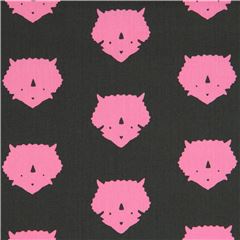 Tela verde oscuro con dinosaurio triceratops rosa animal Tela de Art Gallery Fabrics