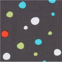 tessuto grigio scuro pois colorati Tessuto di Michael Miller