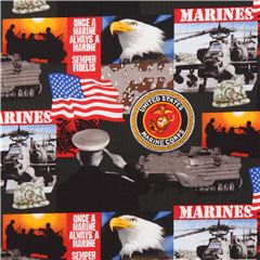 Tela gris oscuro con marines EE. UU. Tela de Sykel Enterprises