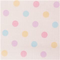 tessuto bianco cotone laminato pois gialli rosa viola blu dal Giappone Ritagli (Ritagli)