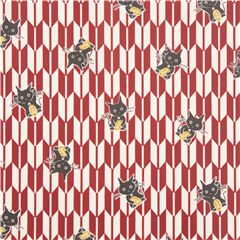 tessuto rosso bianco frecce gatti neri perplessi cotone laminato Giappone Ritagli (Ritagli)