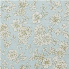 Tela gasa doble algod�n azul claro flores blancas Tela de Cosmo