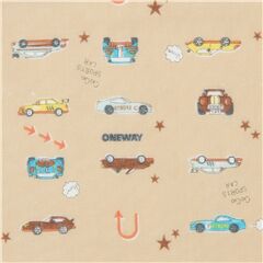 Piccole Auto Da Corsa Retr� Colorate Carine Tessuto di Kokka