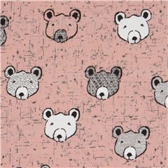 Tela rosa chicle pardo de Stof Fabrics con caras de oso Tela de Stof France