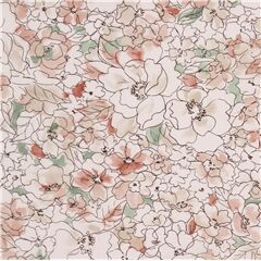 Tela blanco roto floral lin�n algod�n japon�s flores rosa colorete Tela de Japanese Indie