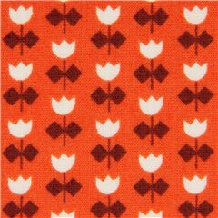 Tela naranja con mini tulipanes en flor Tela de Robert Kaufman