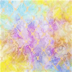 tessuto viola pastello cotone tie dye reticolo dorato sarong stile batik Tessuto di Michael Miller