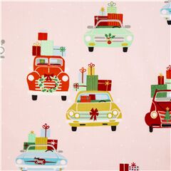 tessuto rosa auto regali natalizio festivo stile retr� Tessuto di Alexander Henry