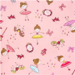tessuto rosa ballerine dal Giappone cotone oxford nastri Tessuto di Kokka