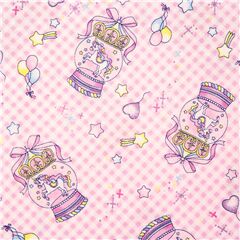 tessuto rosa quadretti cotone unicorni palloncini stelle cadenti brillantini Tessuto di Japanese Indie