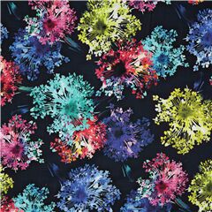 tessuto blu scuro fiori arcobaleno Robert Kaufman cotone lawn Ritagli (Ritagli)