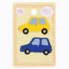 simpatica toppa iron-on automobili gialle blu 2 pezzi di Japanese Indie