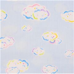 Tela algod�n popelina suave azul claro de Jap�n estrellas nubes blanco rosa azul Tela de Cosmo
