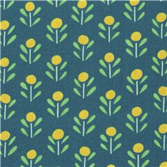 tessuto verdeazzurro motivo floreale cotone fiori gialli foglie Tessuto di Michael Miller