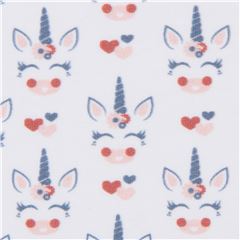 Cara De Unicornio Adorable Con Corazones Stretch Tela de Copenhagen Print Factory