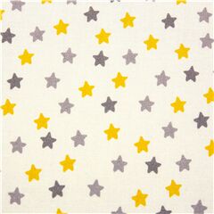 tessuto grigio chiaro stelle grigie gialle cotone USA Tessuto di Michael Miller