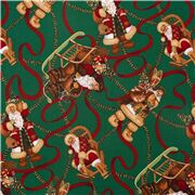 tela verde oscuro Navidad Santa Claus lazo rojo equipo nieve