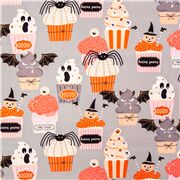 Tela gris ceniza con calabaza fantasma Halloween